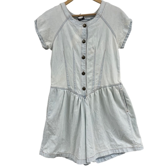 Tower Hill Vintage Denim Romper One Piece Button Down Casual shorts‎ bodice 10 - Picture 1 of 14